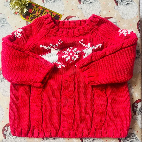 Land End Red Reindeer Sweater - Picture 2 of 4